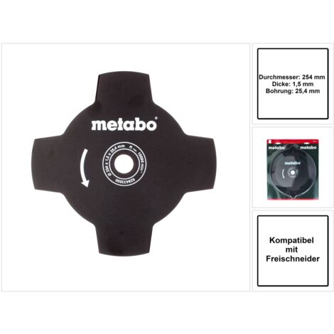 Metabo Lame pour gazon à 4 ailettes pour débroussailleuse 254 x 1,5 x 25,4mm (628433000) (1/5)