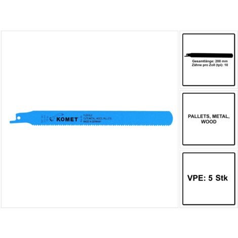 Komet PALLETS Lame de scie sabre 200mm 10tpi - 5 pièces. HSS-Bi-Metall ( 501.361 )