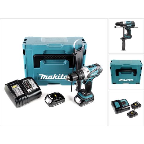 Makita DHP 458 Perceuse visseuse à percussion sans fil 18V 91Nm + 2x Batteries 2,0Ah + Chargeur + Coffret Makpac 2 + Insert (1/5)