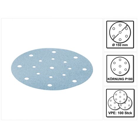 Festool – Disque à lamelles Ø150 mm P180 – Lot de 100 pièces – Pour ponçage laques modernes et peintures à faible COV – Traitement supports durs