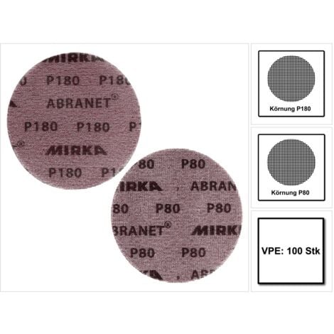 Mirka ABRANET Jeu de disques abrasifs grip 150mm P180 - 50 pcs +