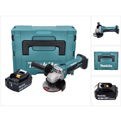 Makita – Meuleuse d'angle sans fil 18V 115 mm – 1x batterie 3.0Ah – Moteur puissant 11000 tr/min – Coffret Makpac inclus