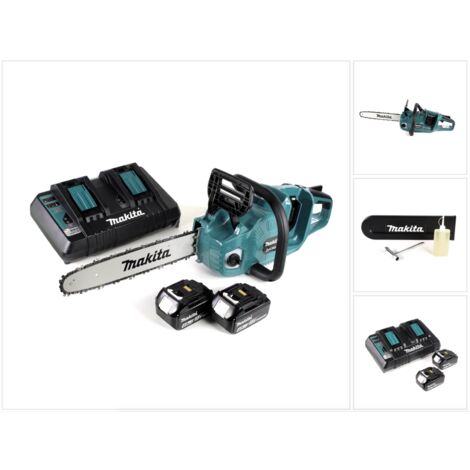 Makita DUC 355 PM2 Tronçonneuse à chaîne sans fil 36V ( 2x18V ) Brushless 35 cm + 2x 4,0 Ah batterie + chargeur double (1/5)