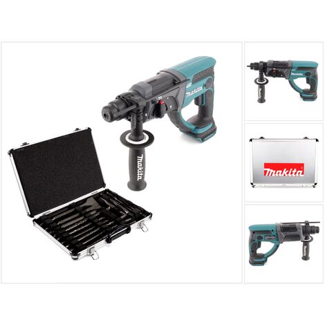 Makita DHR 202 Z 18 V Li-Ion Marteau combiné sans fil Solo avec SDS Plus + D-42444 SDS-Plus Jeu de forets-burineurs 17 pièces en coffret aluminium (1/5)