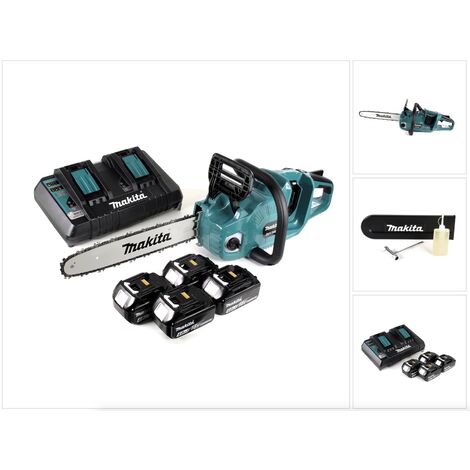 Makita DUC 355 PM4 Tronçonneuse à chaîne sans fil 36V ( 2x18V ) Brushless 35 cm + 4x 4,0 Ah batterie + double chargeur (1/5)
