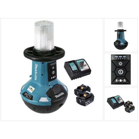Makita DML 810 RF Lampe LED sans fil 18 / 36 V ( 2 x 18 V ) 5500 lm IP54 + 2 batteries 3,0 Ah + chargeur (1/5)