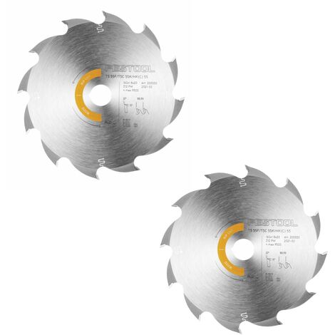 Festool 2x lame de scie circulaire Wood Rip Cut HW 160 x 1,8 x 20 mm PW12 ( 2x 205550 ) pour scies plongeantes TS 55 F, TSC 55 K & scies circulaires portatives HK 55, HKC 55
