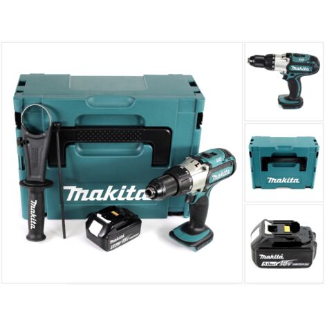 Makita DHP 451 Perceuse-visseuse à percussion sans fil à 3 vitesses Li-Ion 18V+ 1x Batterie 5,0 Ah + Coffret Makpac - sans chargeur (1/5)