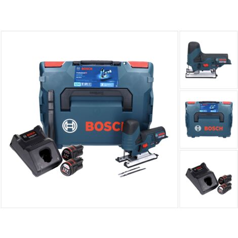 Bosch GST 12V-70 Professional Scie sauteuse sans fil avec boîtier L-Boxx + 2x Batteries GBA 12 V 3 Ah + Chargeur rapide GAL 1230 CV (1/8)