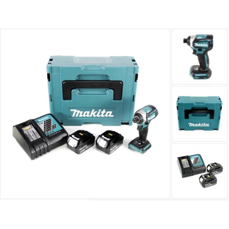Makita DTD 154 RTJ 18 V Li-Ion Visseuse à chocs sans fil avec boîtier MakPac + 2x Batteries BL1850 5,0 Ah + Chargeur rapide DC18RC (1/4)