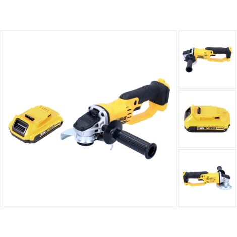 Dewalt – Meuleuse sans fil 18V 125 mm – 450W – Vitesse 7000 tr/min – 1 batterie 2Ah – Moteur refroidi par ventilateur – Poignée latérale 2 positions