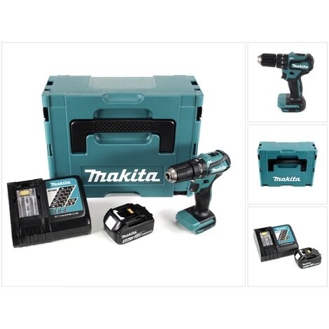 Makita DHP 483 RM1J 18 V Li-Ion Perceuse visseuse à percussion sans fil 18 V Brushless en Coffret MAKPAC + 1x Batterie BL 1840 4,0 Ah + Chargeur DC18RC (1/5)