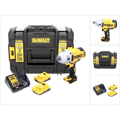 Dewalt – Boulonneuse à chocs sans fil 18V – Moteur Brushless – Couple 950Nm – 2400 impacts/min – 2 batteries 2.0Ah – Boîtier TSTAK (1/5)