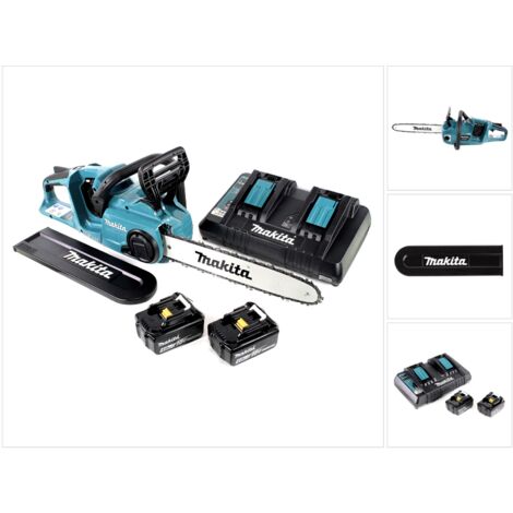 Makita DUC 353 PM2 Tronçonneuse à chaîne sans fil 36V ( 2x18V ) Brushless 35 cm + 2x 4,0 Ah batterie + chargeur double (1/5)