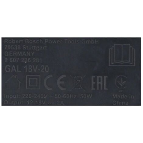 Bosch GAL 18V-20 Chargeur 2Ah 10,8 - 18V (2607226281)