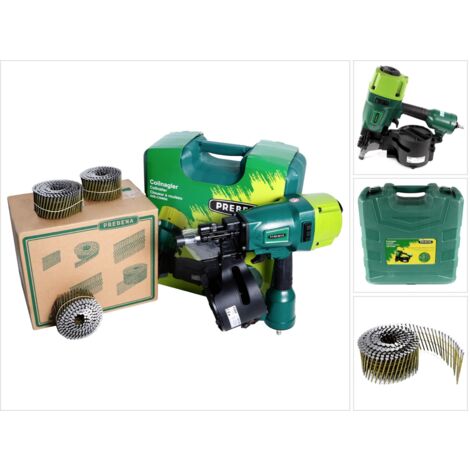 Prebena 8XR-CNW90 Cloueur pneumatique + Coffret + Clou en rouleau Prebena CNW25/65BKRI tige annulaire, 7200 pcs. (1/5)