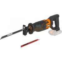 Worx – Scie sabre sans fil 20V – Moteur à balais – Vitesse jusqu'à 3000 spm – Coupe bois jusqu'à 130 mm – Changement de lame sans outil