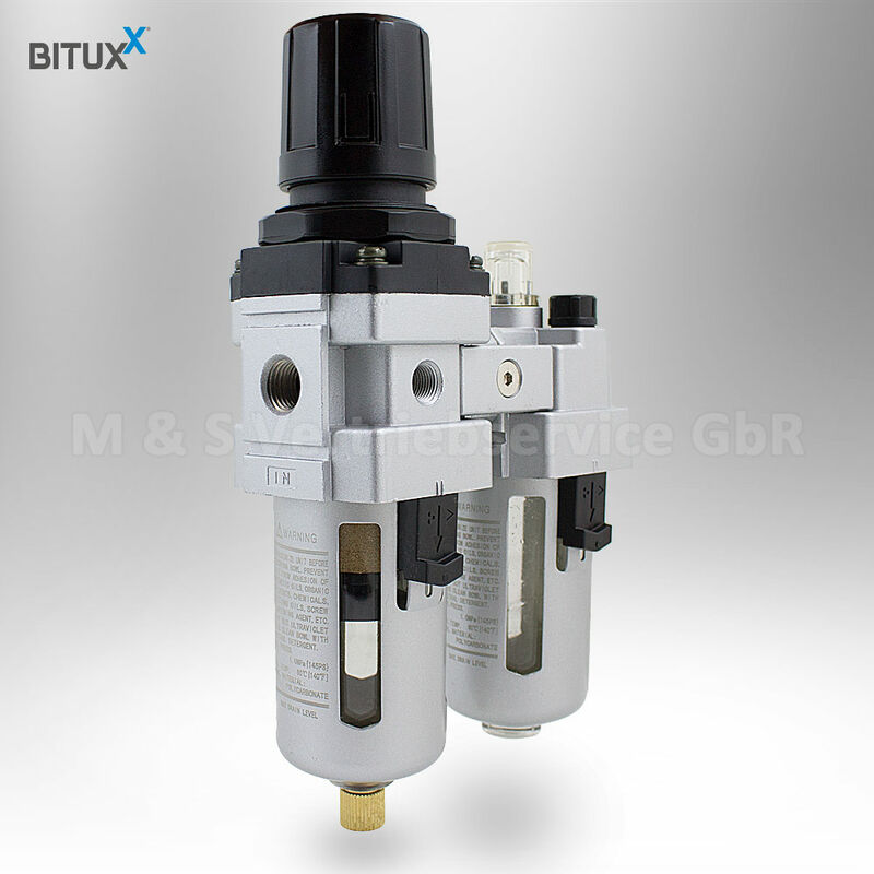 BITUXX® Druckluft Wartungseinheit Wasserabscheider Oeler 1/4" Druckminderer 