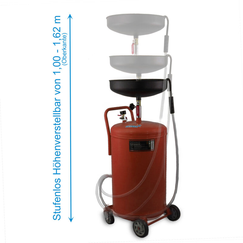 BITUXX Ölauffangwagen 80L - Mobiler Ölablass Mit Druckluft Für Werkstatt & Hobby (Rot)