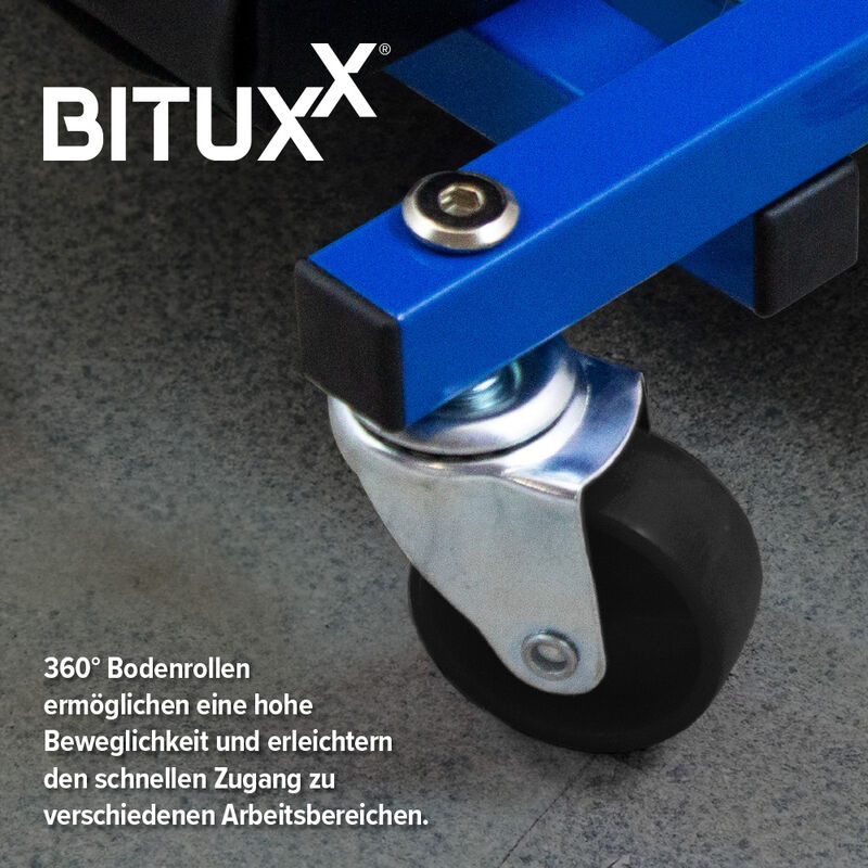 Bituxx Werkstatt-Rollbrett Werkstattliege Montageliege Montagerollbrett  Sitz als Liege oder Werkstatthocker / Klappsitz verwendbar