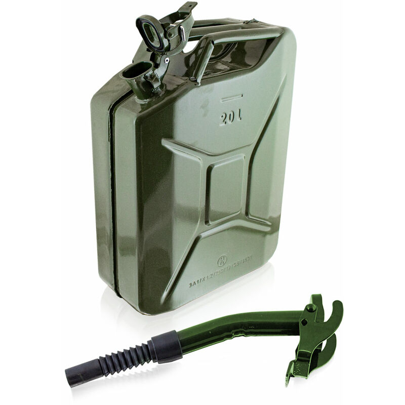 Benzinkanister 20 Liter Metall Stahlblech Kanister mit Sicherungsstift oliv