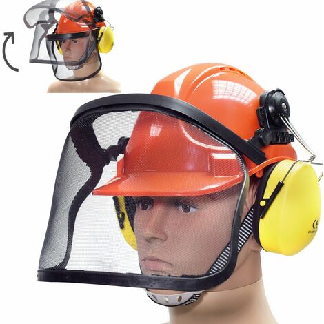 Bauhelm mit Gesichtschutz Helm Schutzvisier Visir Helme Schutzhelm Forsthelm TOP 