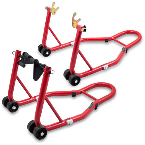 Bituxx Motorradständer hinten & vorn Motorrad Montageständer Transportständer Rot Belastbar bis 250 kg pro Ständer
