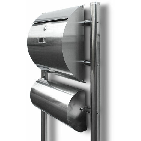 Edelstahl Standbriefkasten Briefkasten Postkasten Mailbox Letterbox Briefkastenanlage Freistehend Halbrund mit seperater Zeitungsrolle
