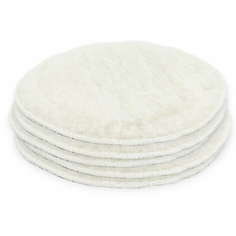 BITUXX® 180mm Polierpad Wollpad Polierfell Wollpuffer für Autopoliermaschinen (5x)