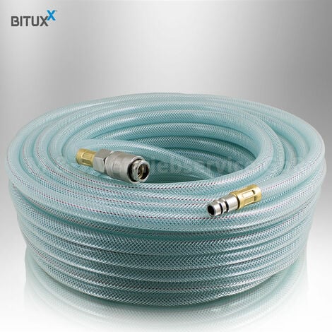 Bituxx 50 Meter PVC Druckluftschlauch mit 1/4 Schnellkupplung Kompressor  Kompressoren Schlauch Leitung 50m