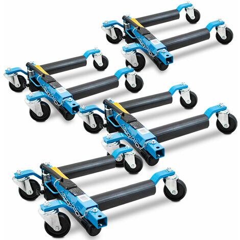 BITUXX 4 Stück PKW Rangierhilfe Rangierheber hydraulisch Wagenheber Auto Rangierroller Rangierheber belastbar bis 680 kg pro Rangierroller (Blau)