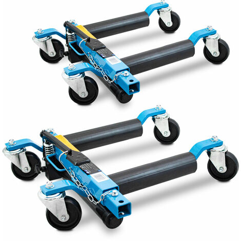 BITUXX 2 Stück PKW Rangierhilfe Rangierheber hydraulisch Wagenheber Auto Rangierroller Rangierheber belastbar bis 680 kg pro Rangierroller (Blau)