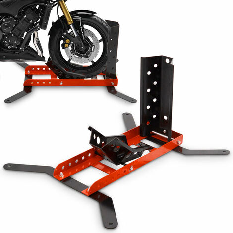 BITUXX Motorrad Ständer Motorradwippe Montageständer Transportständer vorn Motorradständer Wippe bis 450Kg Rot / Schwarz