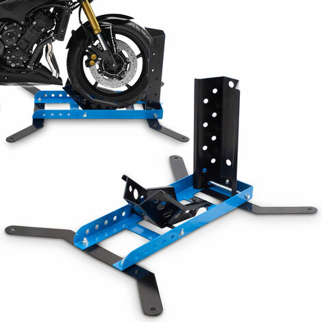 BITUXX Motorrad Ständer Motorradwippe Montageständer Transportständer vorn Motorradständer Wippe bis 450Kg Blau / Schwarz