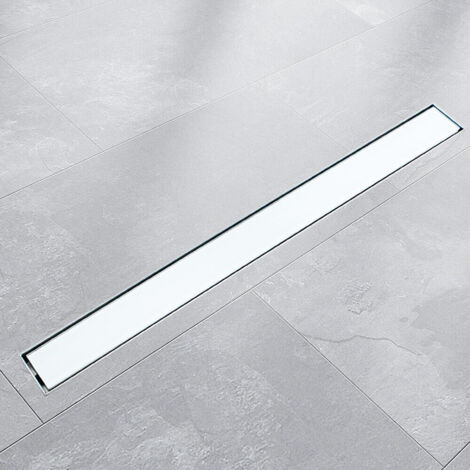 90cm Edelstahl Duschrinnen Ablaufrinnen Bodenablauf Duschrinne Duschablauf Glas Weiß