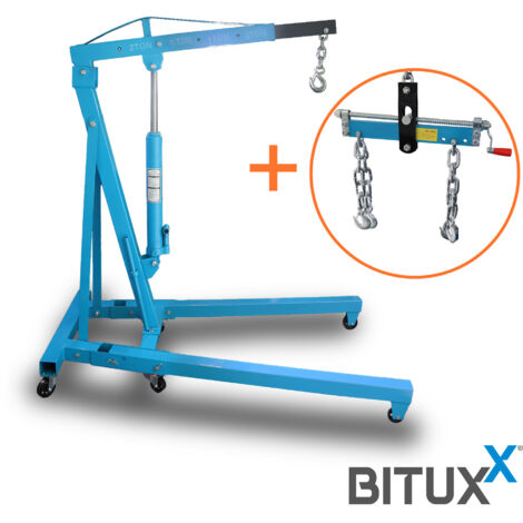BITUXX Werkstattkran Hydraulischer Motorheber Motorkran Lastkran Hebekran Klappbar Motorhalter bis 2000 Kg mit ausbalancierbarem Motorträger