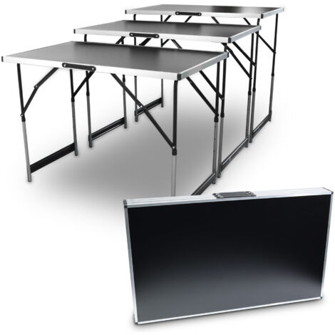 Bituxx Mehrzwecktisch 3er Set Tapeziertisch klappbar Höhenverstellbar 3-teilig Flohmarkttisch Verkaufstisch Markttisch Malertisch Campingtisch Alu 100 x 60 cm bis 30Kg
