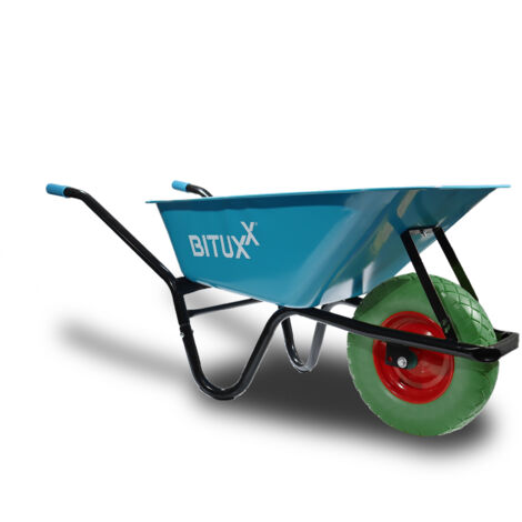 BITUXX Schubkarre 100L Schubkarren Schiebkarre Groß Scheibtruhe Bauschubkarre Blau mit PU Vollgumi Rad Grün bis 250kg
