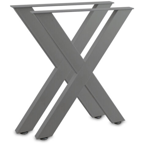 Tischbeine Tischkufen Tischgestell Tischuntergestell Stahl Metall Eckig (Kreuz 72x60, Grau)