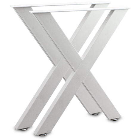 Tischbeine Tischkufen Tischgestell Tischuntergestell Stahl Metall Eckig (Kreuz 72x60, Weiß)