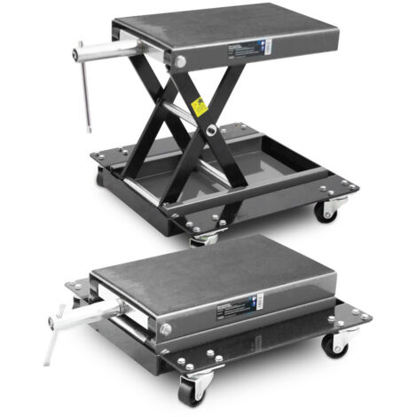 Bituxx Rollbarer Motorrad Heber Hebebühne Montagebock Scherenheber Montageständer Rangierheber Lift bis 500kg Grau