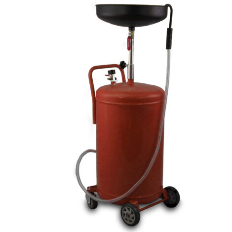 Bituxx Mobiler 80L Ölauffangwagen Ölablassgerät Altölauffang Ölwechsel Druckluft Entleerung 38,5cm Trichter Rot