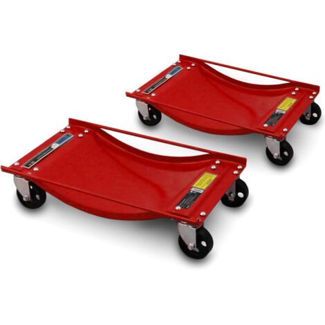 BITUXX 2 Stück Rangierhilfe für PKW Auto Rangierroller Rangierheber Wagenheber Roller Bis 450Kg Belastbar pro Rangierroller Rot