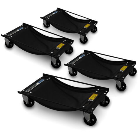 Bituxx 4 Stück Rangierhilfen Rangierroller Rangierheber für PKW Auto Anhänger belastbar bis 450 kg pro Rangierroller Schwarz