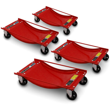 Bituxx 4 Stück Rangierhilfen Rangierroller Rangierheber für PKW Auto Anhänger belastbar bis 450 kg pro Rangierroller Rot