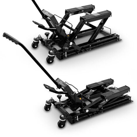 Bituxx Motorradheber Heber Montageständer Hebebühne Montageheber Motorradhebebühne Hydraulisch Lifter Bock ATV Quad bis 680Kg Schwarz