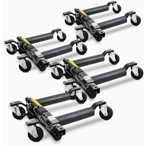 BITUXX 4 Stück PKW Rangierhilfe Rangierheber hydraulisch Wagenheber Auto Rangierroller Rangierheber belastbar bis 680 kg pro Rangierroller (Schwarz)