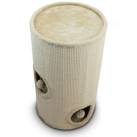 Sisaltonne Kratztonne Katzentonne Katzenbaum Katzenhöhle Kratzbaum mit Plüsch und Sisal 70 cm Beige