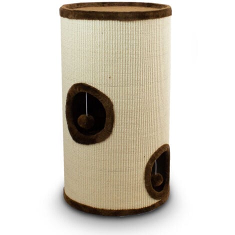 Sisaltonne Kratztonne Katzentonne Katzenbaum Katzenhöhle Kratzbaum mit Plüsch und Sisal 70 cm Braun