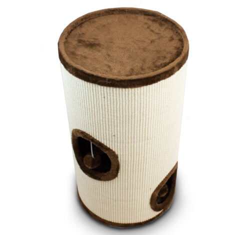 Sisaltonne Kratztonne Katzentonne Katzenbaum Katzenhöhle Kratzbaum mit Plüsch und Sisal 70 cm Braun
